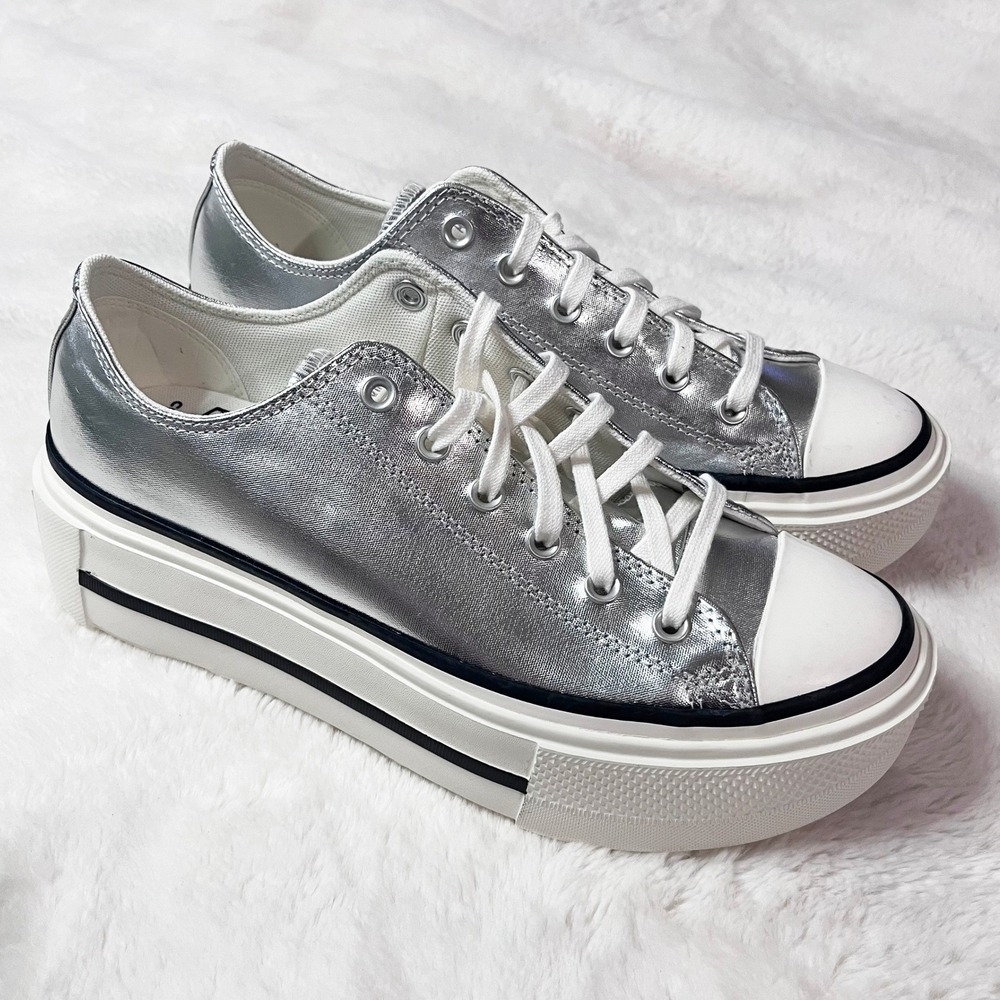 Converse Chuck Taylor Lift Double Stack‎ Platform Metallic Sneakers Size 11.5